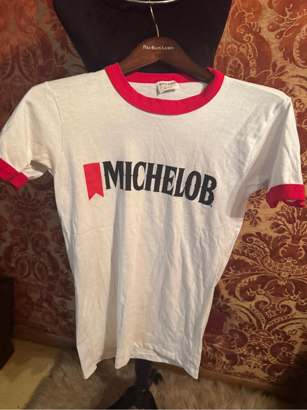 Michelob White and Red Ringer Tee - Michelob